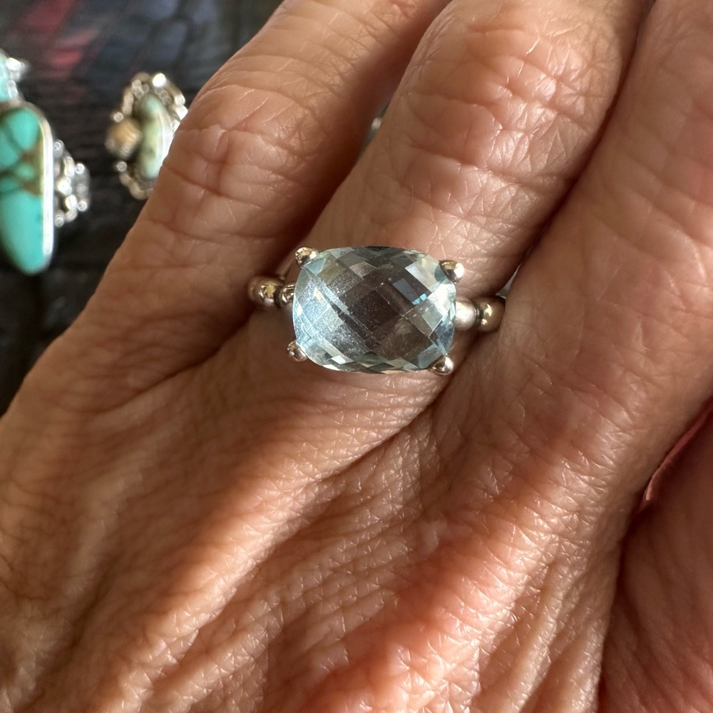 Pandora Sterling and Blue Topaz Ring